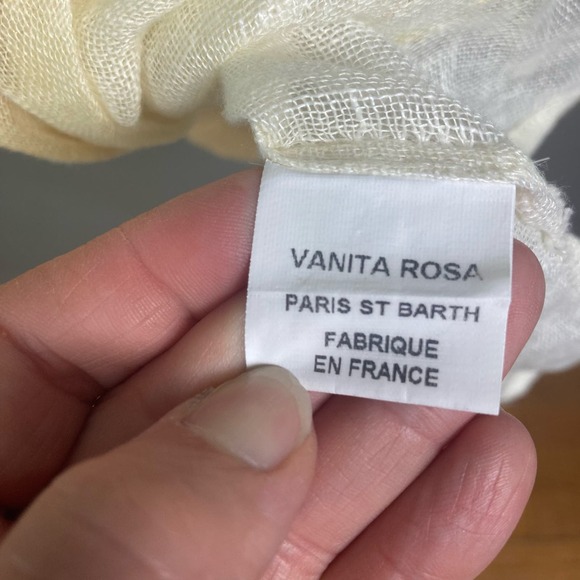 Vanita Rosa Dress small s/m Linen Applique embroidered Tie Peplum Waist Lace - Picture 15 of 16